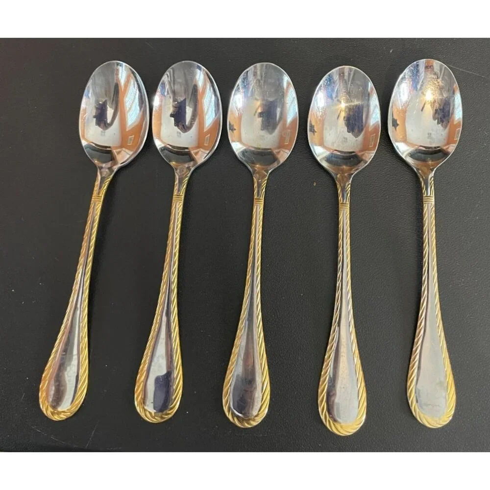 Cambridge Carlyle Gold Accents Rope Stainless Steel Tablespoons Set Of 5‎